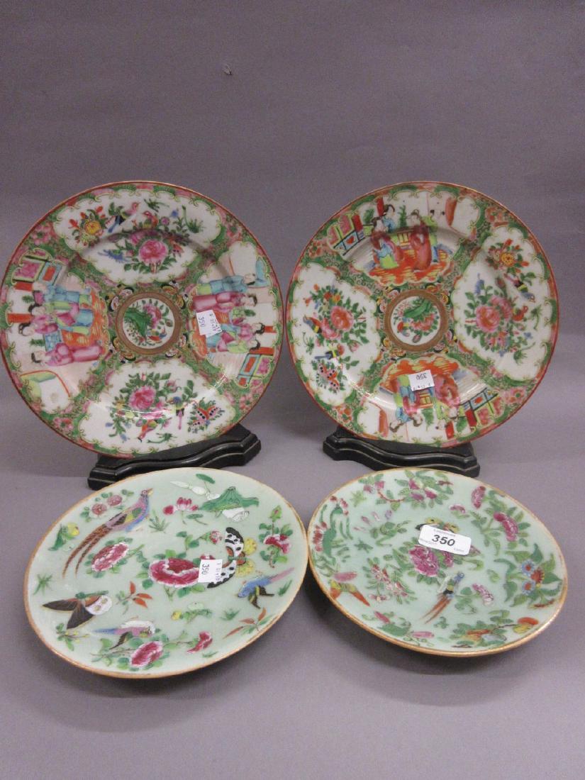 Pair of Chinese Canton famille rose plates together (1 of 1)