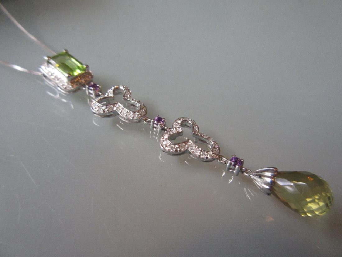 9ct Gold mounted diamond and amethyst pendant necklace (1 of 1)