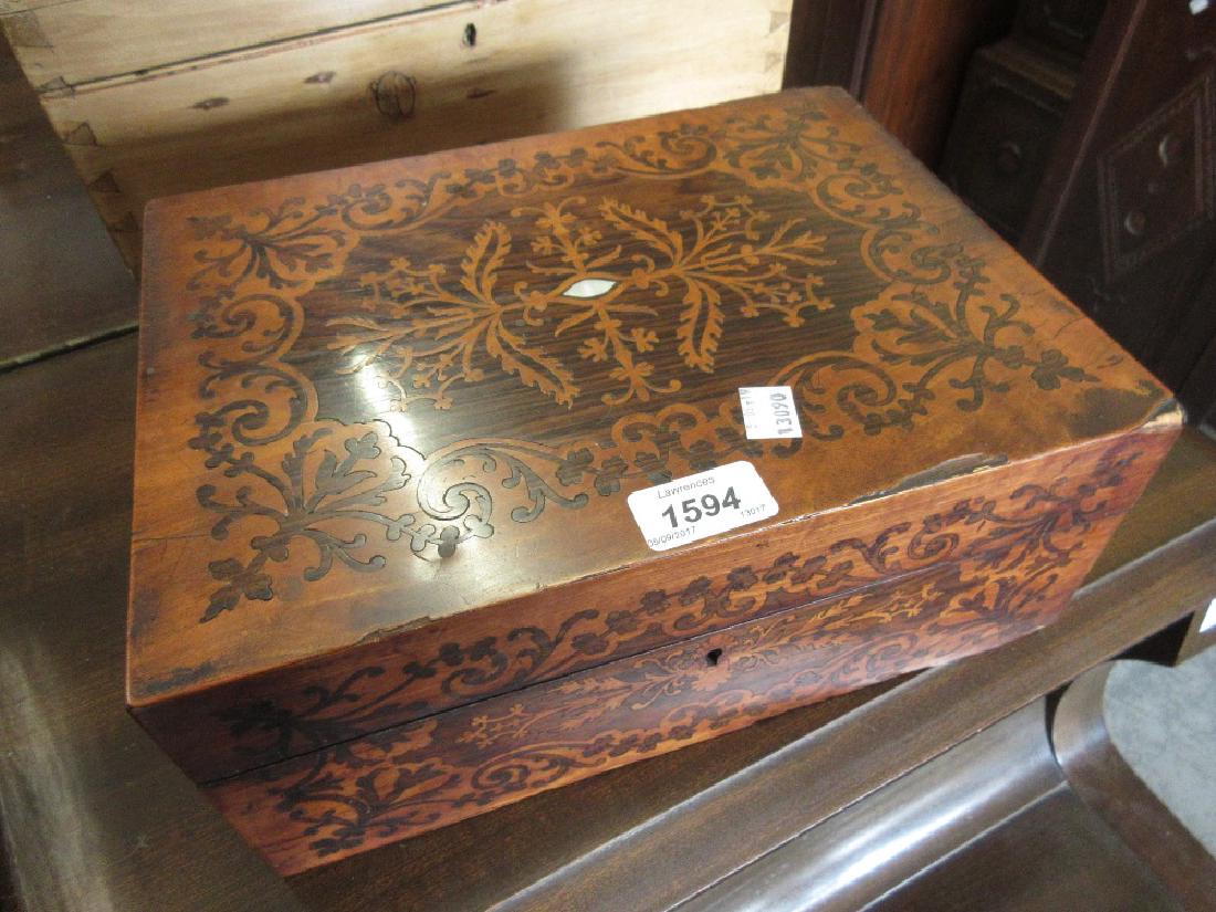 19th Century marquetry inlaid work box (1 of 1)