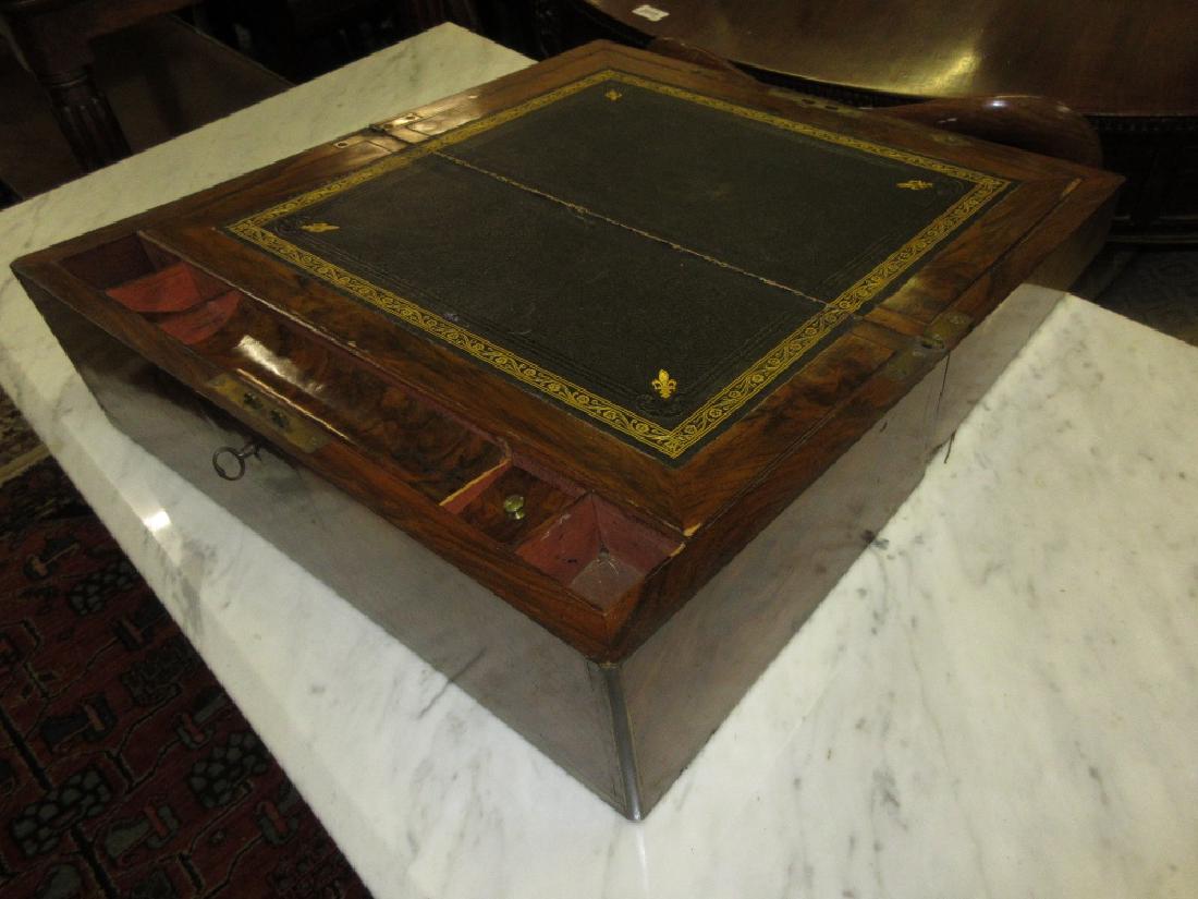 Victorian figured walnut rectangular fold-over writing (1 of 1)
