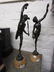 Pair of 19th Century brown patinated bronze figures of