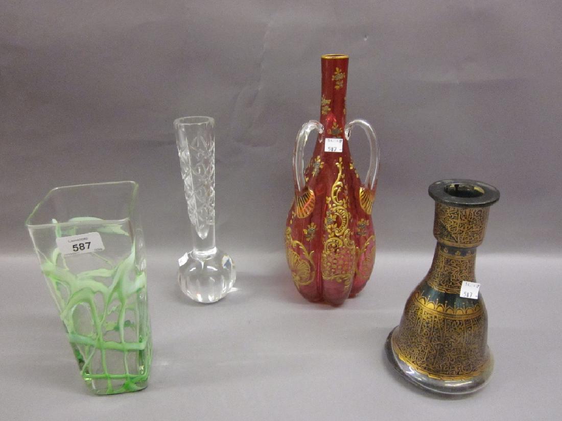 Persian gilt decorated bottle vase with signature to (1 of 1)