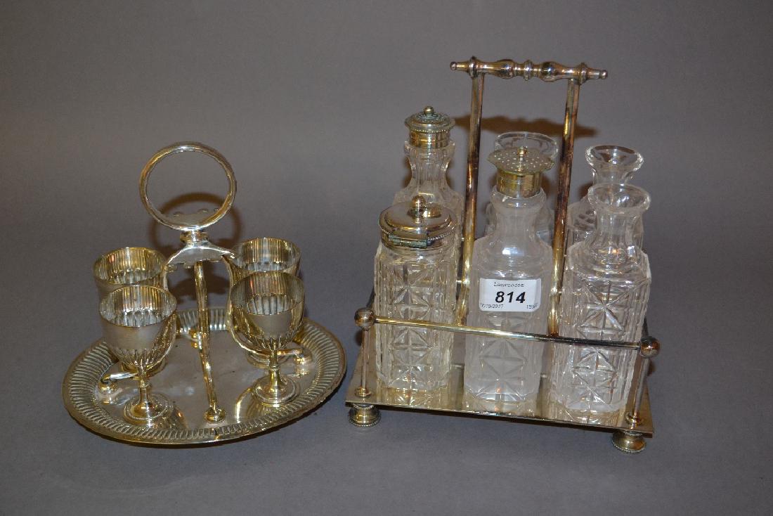 Silver plated six bottle condiment stand (a/f), (1 of 1)