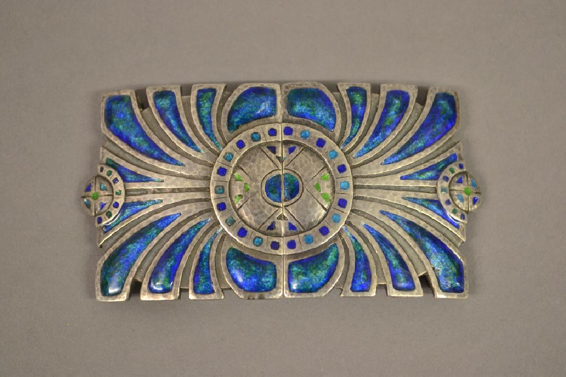 Liberty and Co. silver and enamel belt buckle: Liberty and Co. silver and enamel belt buckle hallmarked for Birmingham 1911, No. 10182