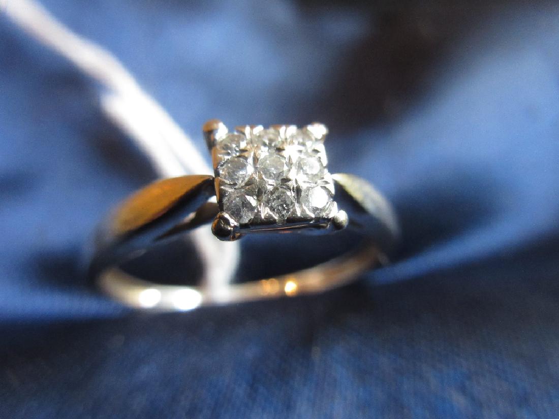9ct Yellow gold square diamond cluster set ring (1 of 1)