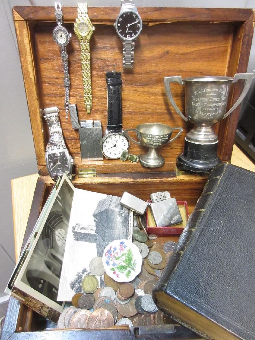 Antique box containing a quantity of various coins, (1 of 1)