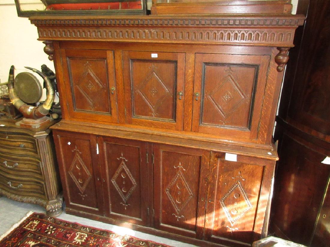 Oak side cabinet in 17th Century style with a moulded (1 of 1)
