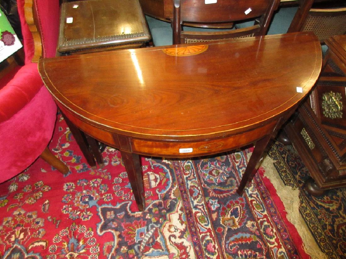 George III mahogany and inlaid half round fold-over (1 of 1)