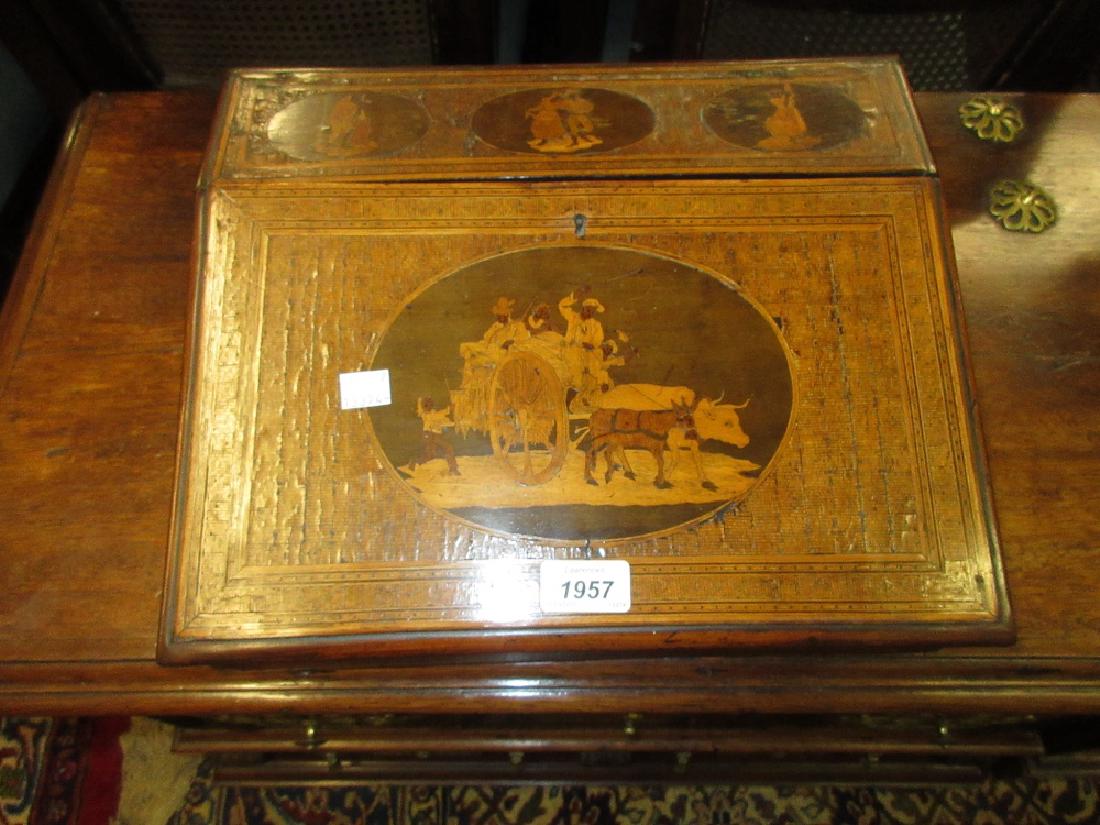 Sorrento ware inlaid writing box with sloping hinged (1 of 1)