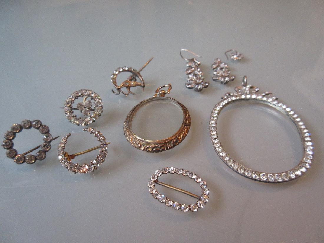 19th Century paste set locket frame, small gilt metal (1 of 1)