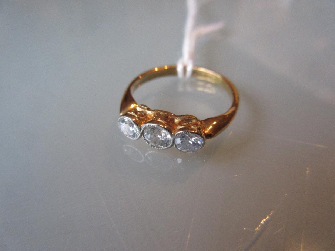 18ct Yellow gold and platinum three stone diamond ring (1 of 1)