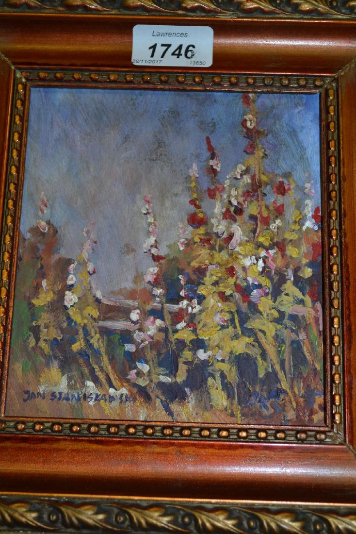 Jan Stanislawski, oil on panel, flowers in bloom,: Jan Stanislawski, oil on panel, flowers in bloom, signed and framed, 6ins x 5.5ins