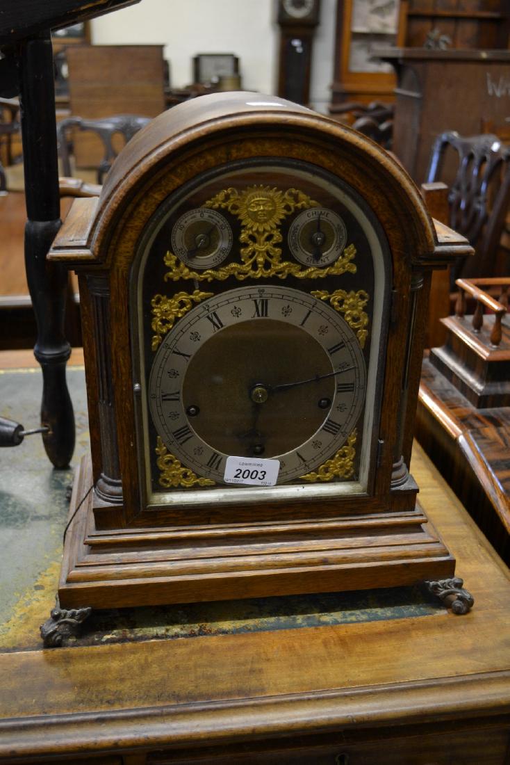 Late 19th Century oak dome top bracket clock, the (1 of 1)