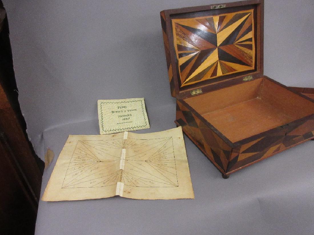 19th Century Jamaican specimen wood inlaid box with (1 of 1)