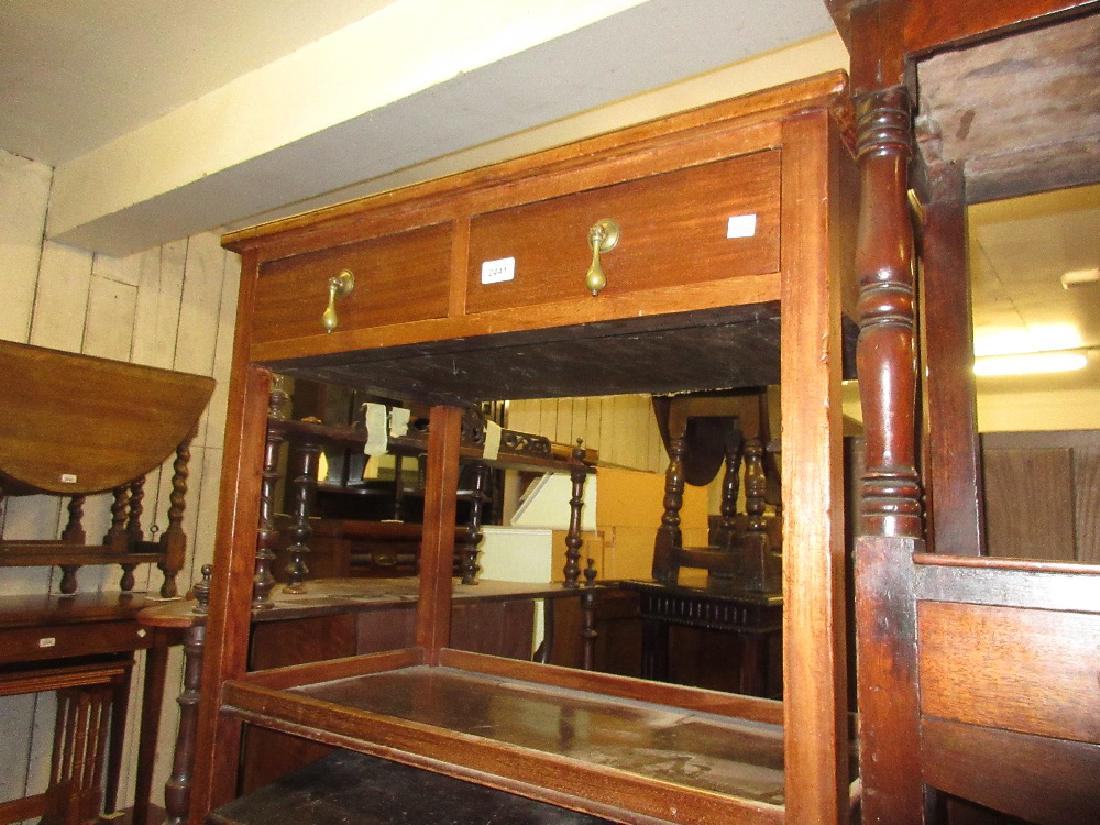 Edwardian mahogany side table with single drawer: Edwardian mahogany side table with single drawer together with a Victorian mahogany rectangular drop-leaf Pembroke table