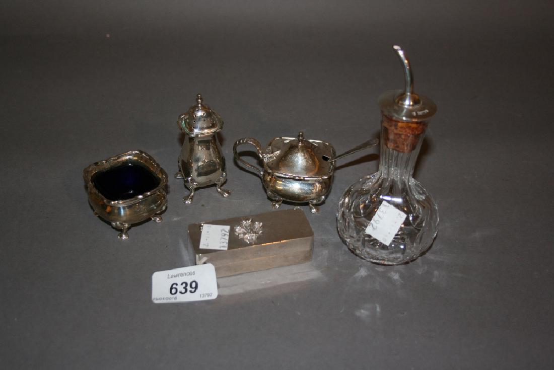 Three piece Birmingham silver condiment set, modern (1 of 4)