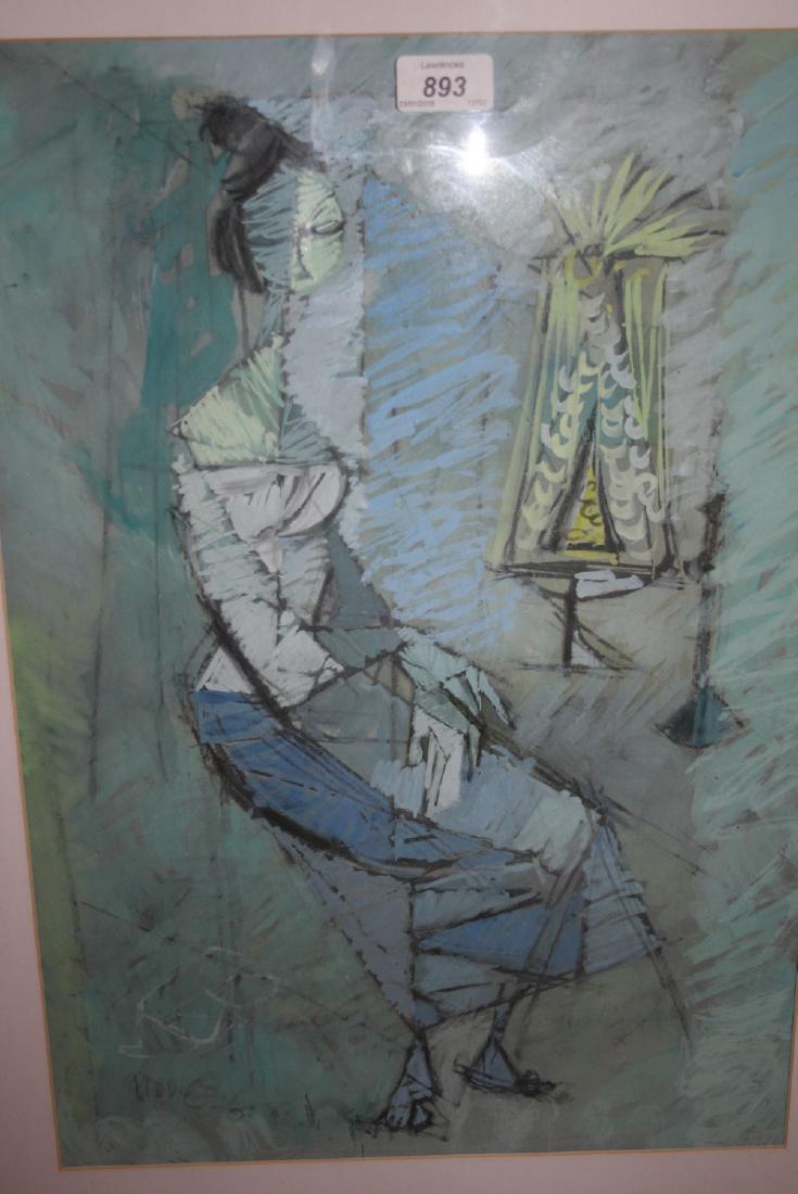 1960's gouache cubist style study of a seated female (1 of 1)