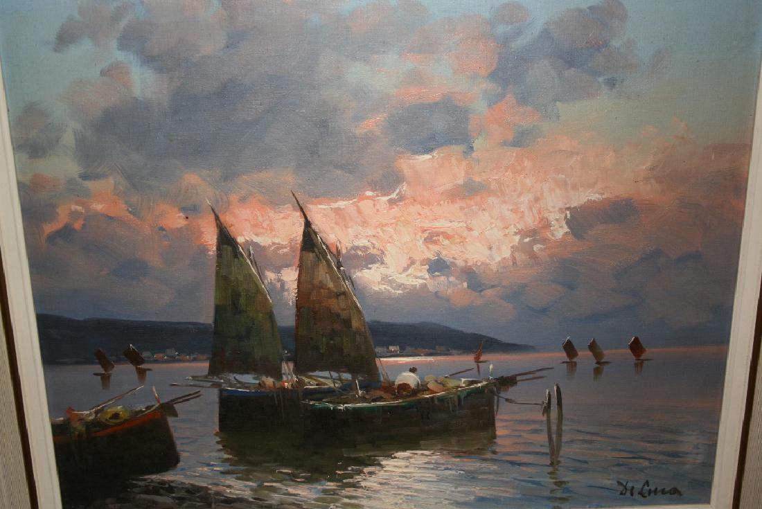 Oil on canvas board, boatman in an Italian coastal (1 of 1)