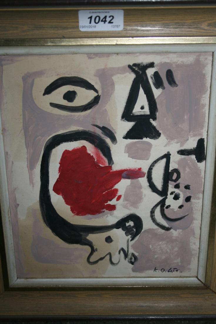 Gouache painting, abstract study, bearing monogram, (1 of 1)