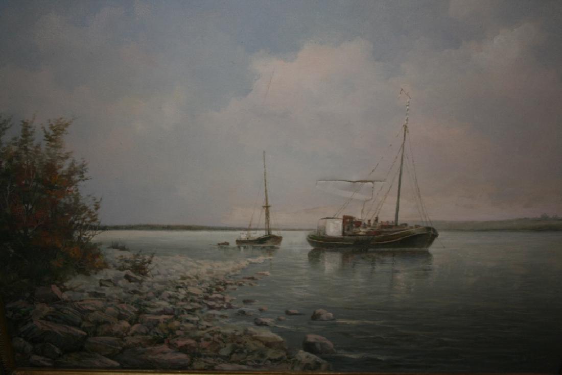 M.W. Kupper, 20th Century oil on canvas, moored fishing (1 of 1)