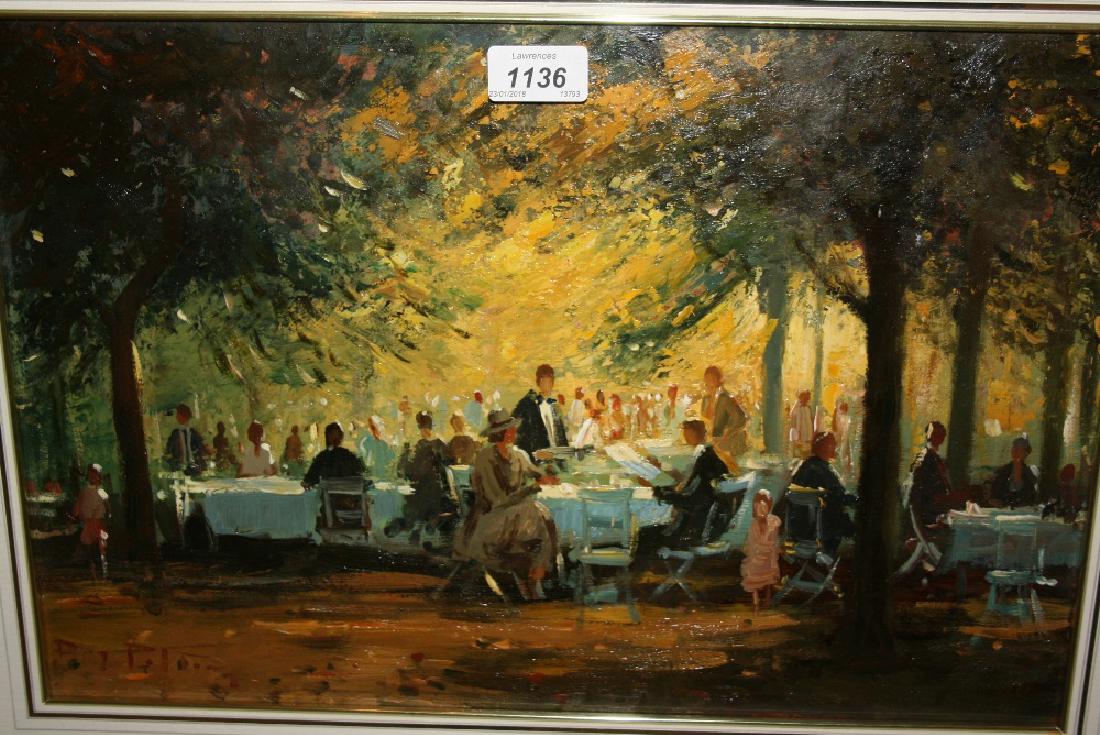 20th Century oil on board, figures at an open air (1 of 1)