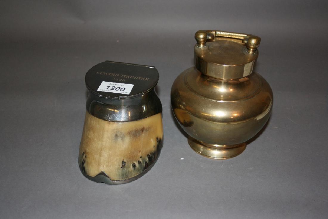 Metal mounted horses hoof inkwell together with an (1 of 1)