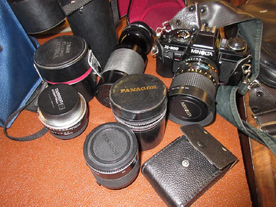 Minolta SLR X500 camera with various lenses including a (1 of 1)