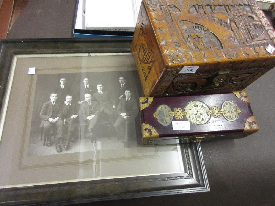 Oriental hardwood brass mounted jewellery box, an (1 of 1)