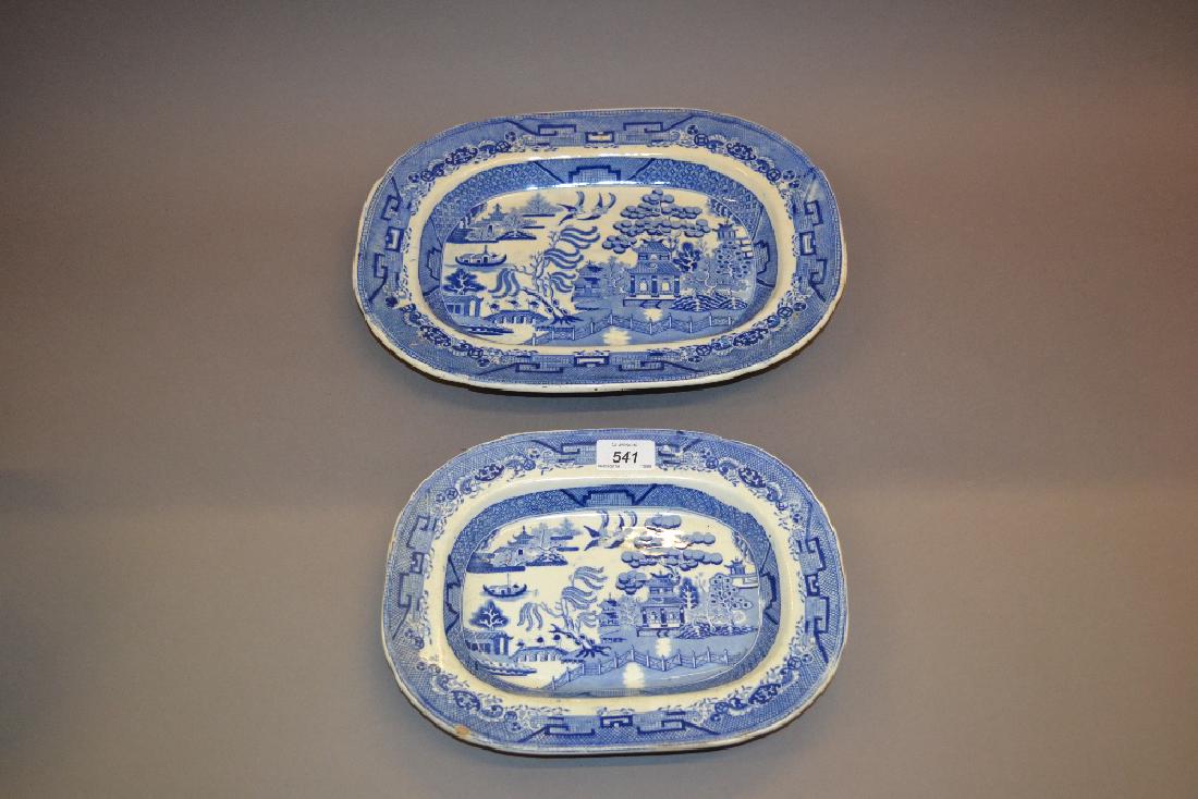 Two 19th Century blue and white transfer printed meat (1 of 1)