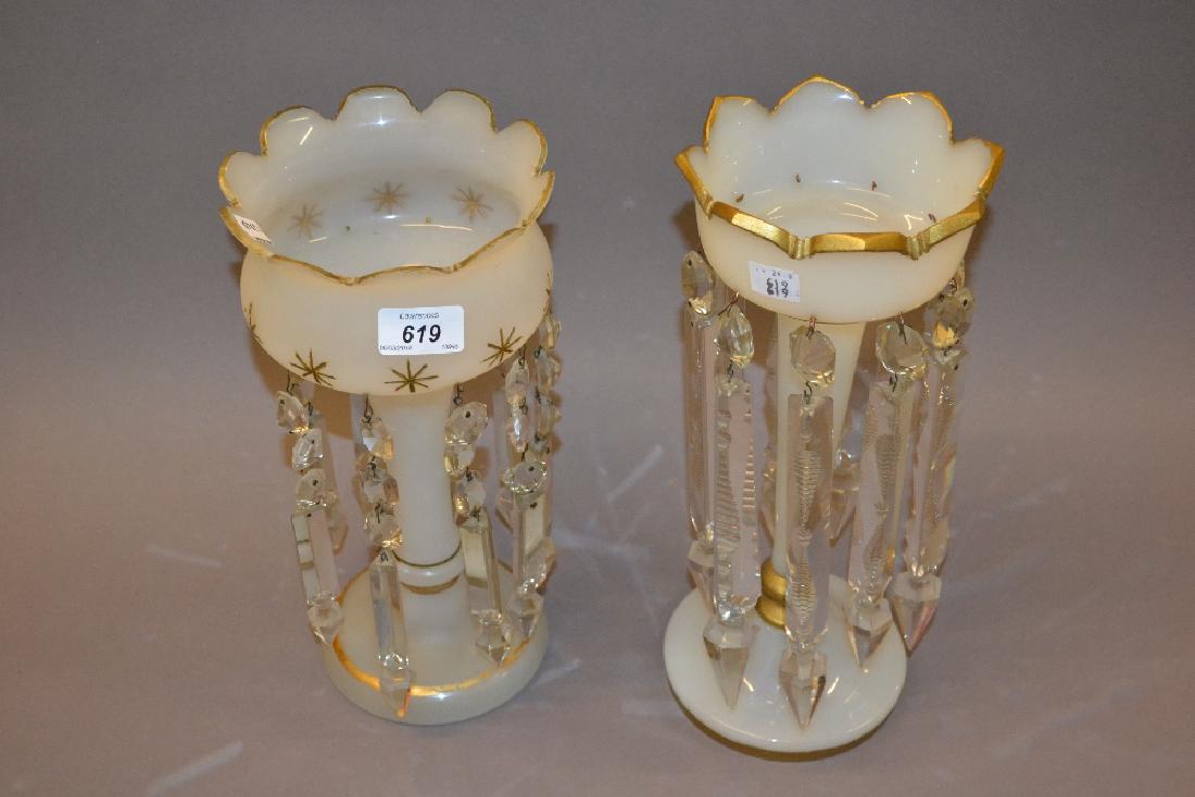 Two 19th Century opaque and gilt decorated lustres with (1 of 1)
