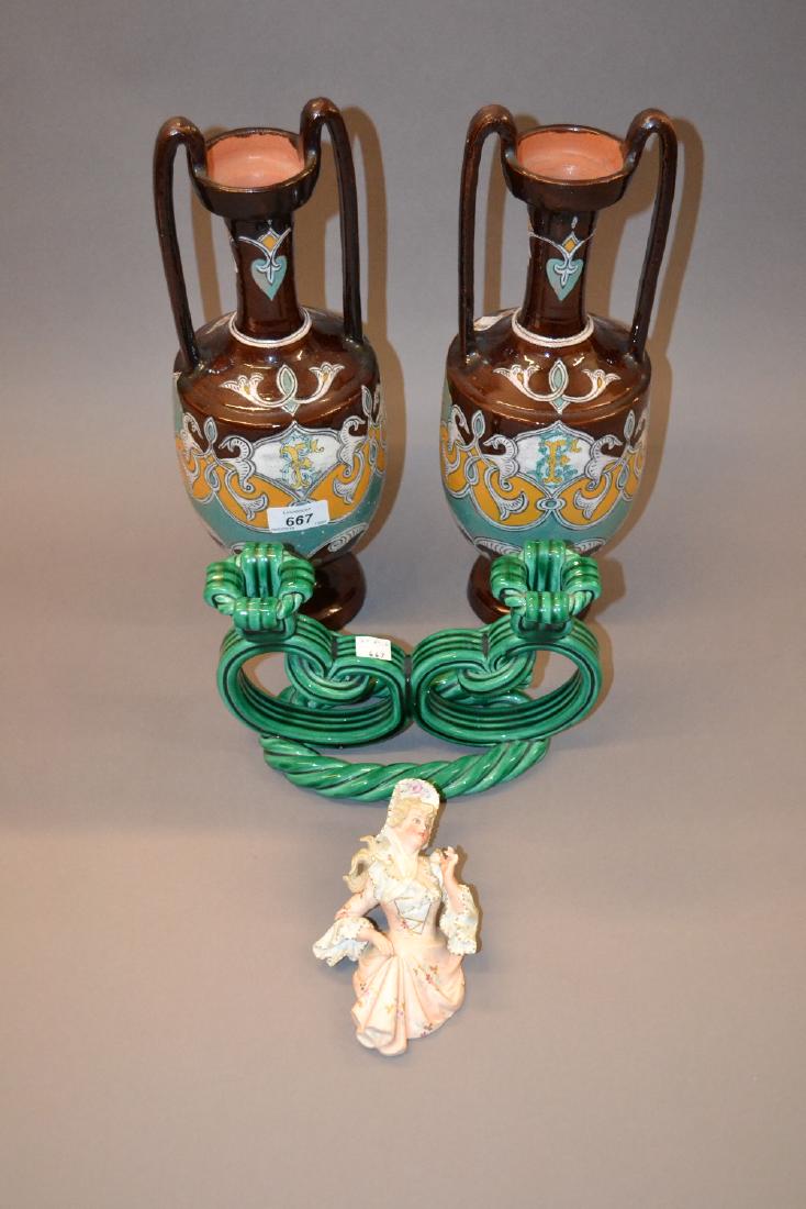 Pair of continental terracotta two handled baluster (1 of 1)