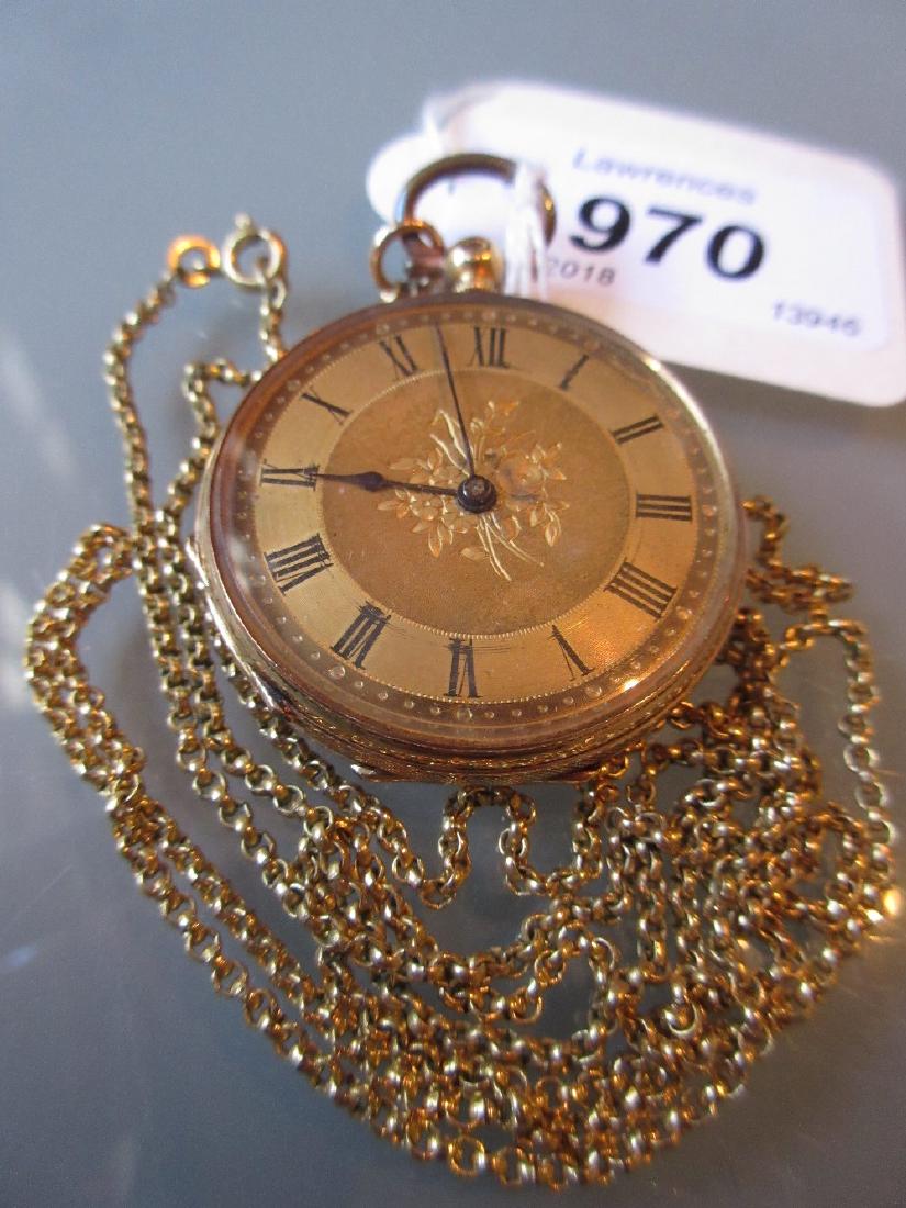 Continental 18ct gold cased open face keywind fob watch (1 of 1)