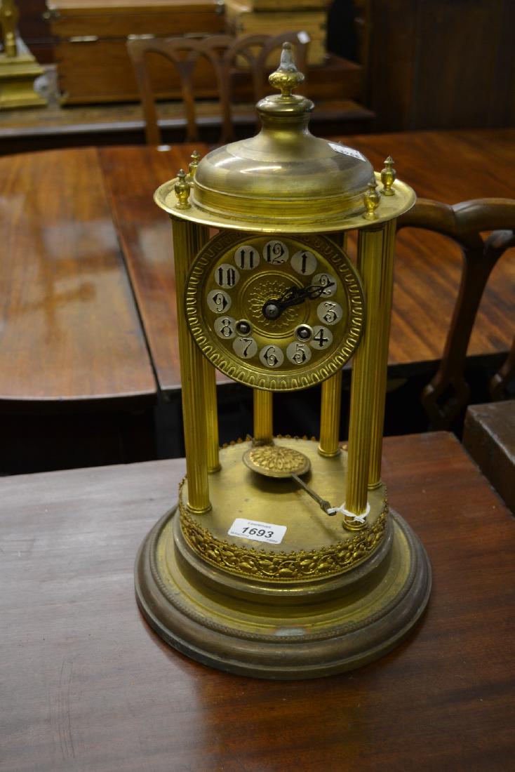 Circular gilt portico type clock having circular dial (1 of 1)
