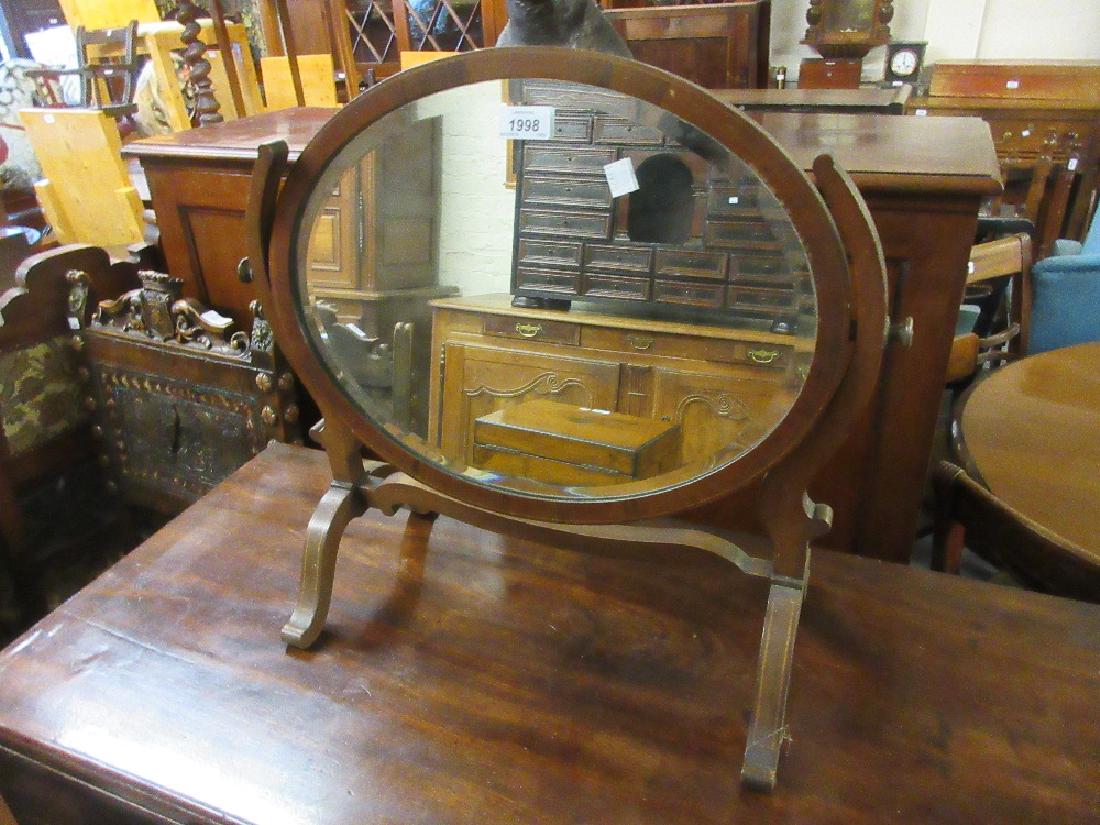 Mahogany inlaid oval swing frame dressing table mirror (1 of 1)
