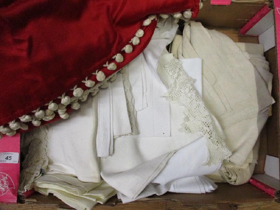 Two red cotton bed covers together with a quantity of (1 of 1)