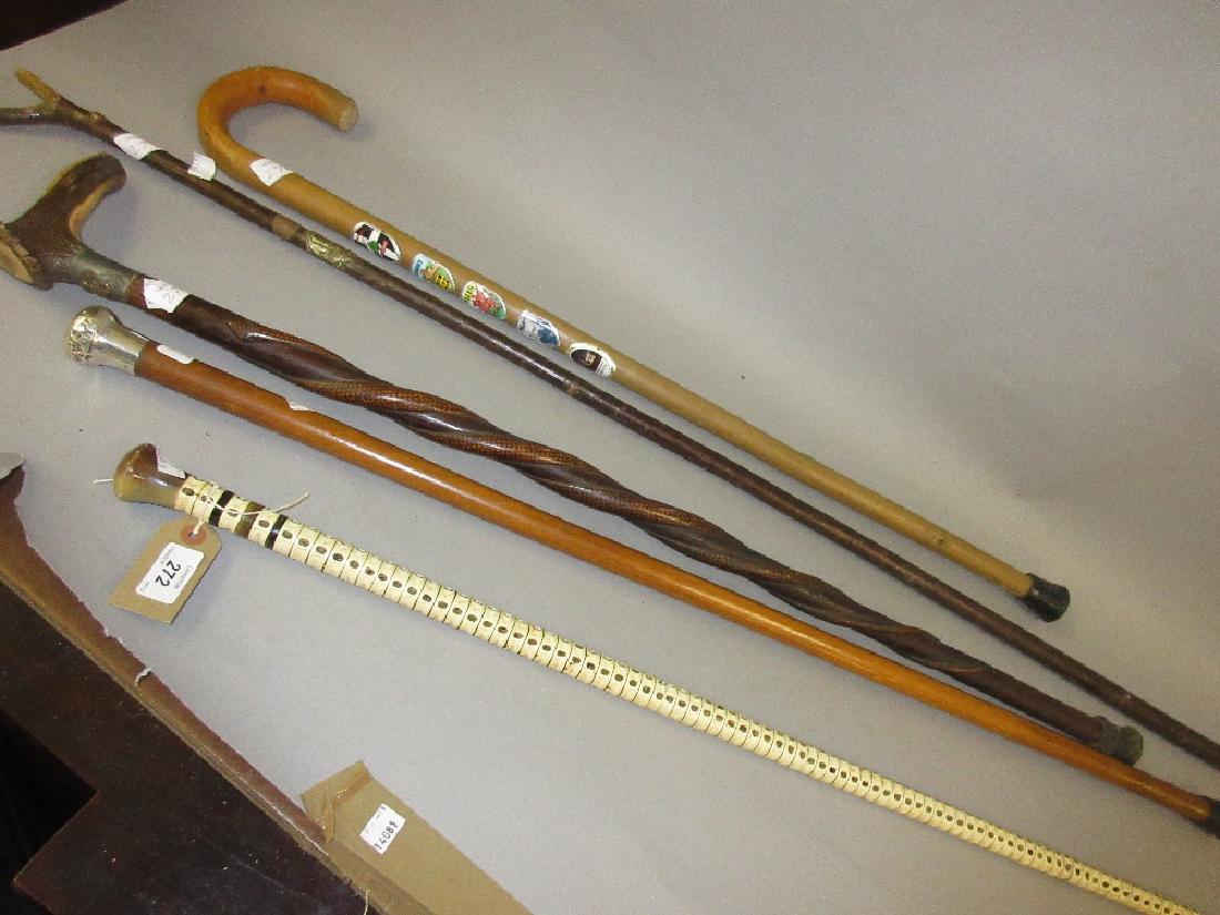 Vertebrae walking cane, silver mounted walking cane and (1 of 1)