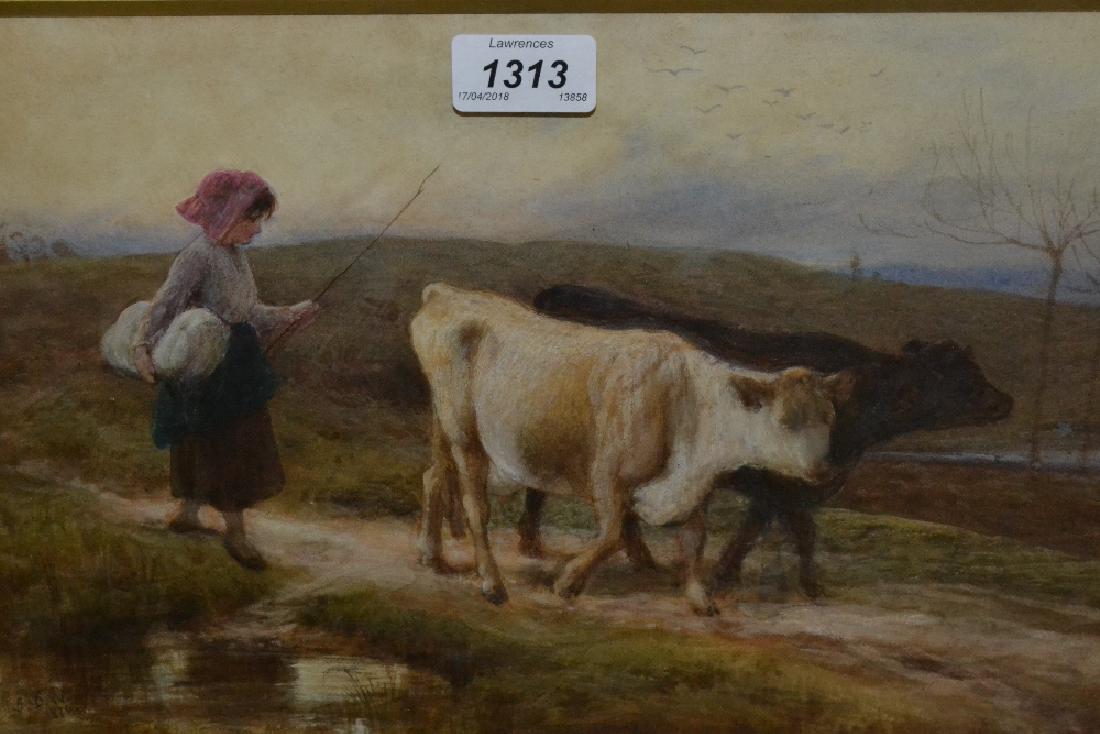 John Dawson Watson, watercolour ' Homeward Bound ',: John Dawson Watson, watercolour ' Homeward Bound ', 9ins x 13.75ins, gilt framed