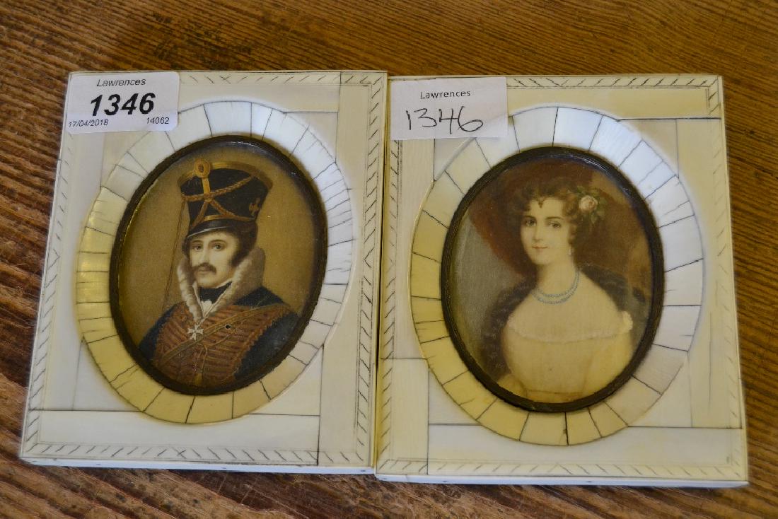 Pair of late 19th / early 20th Century oval miniature (1 of 1)