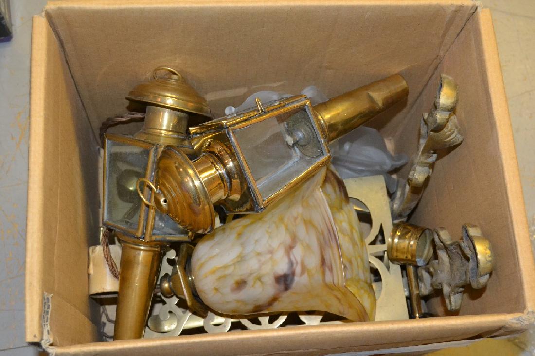 Pair of small brass carriage lamps, brass trivit and (1 of 1)