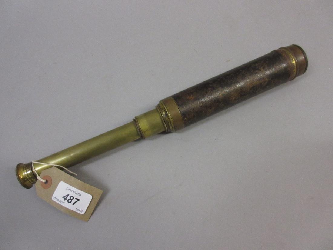 19th Century  leather covered brass three section (1 of 1)