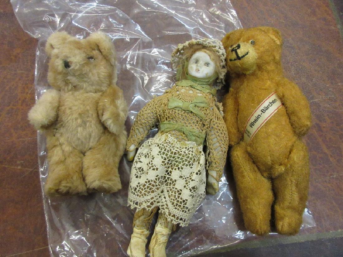 Small 19th Century bisque headed doll together with two (1 of 1)