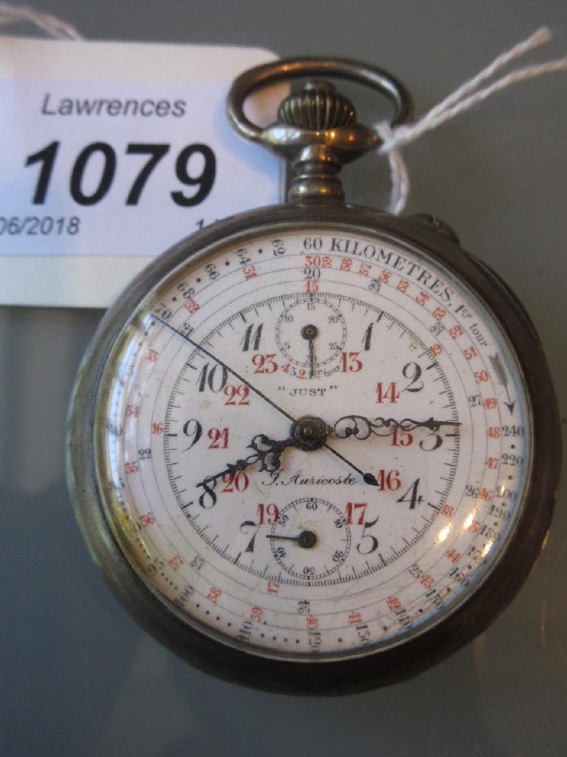 Silver plated centre seconds chronograph pocket watch, (1 of 1)