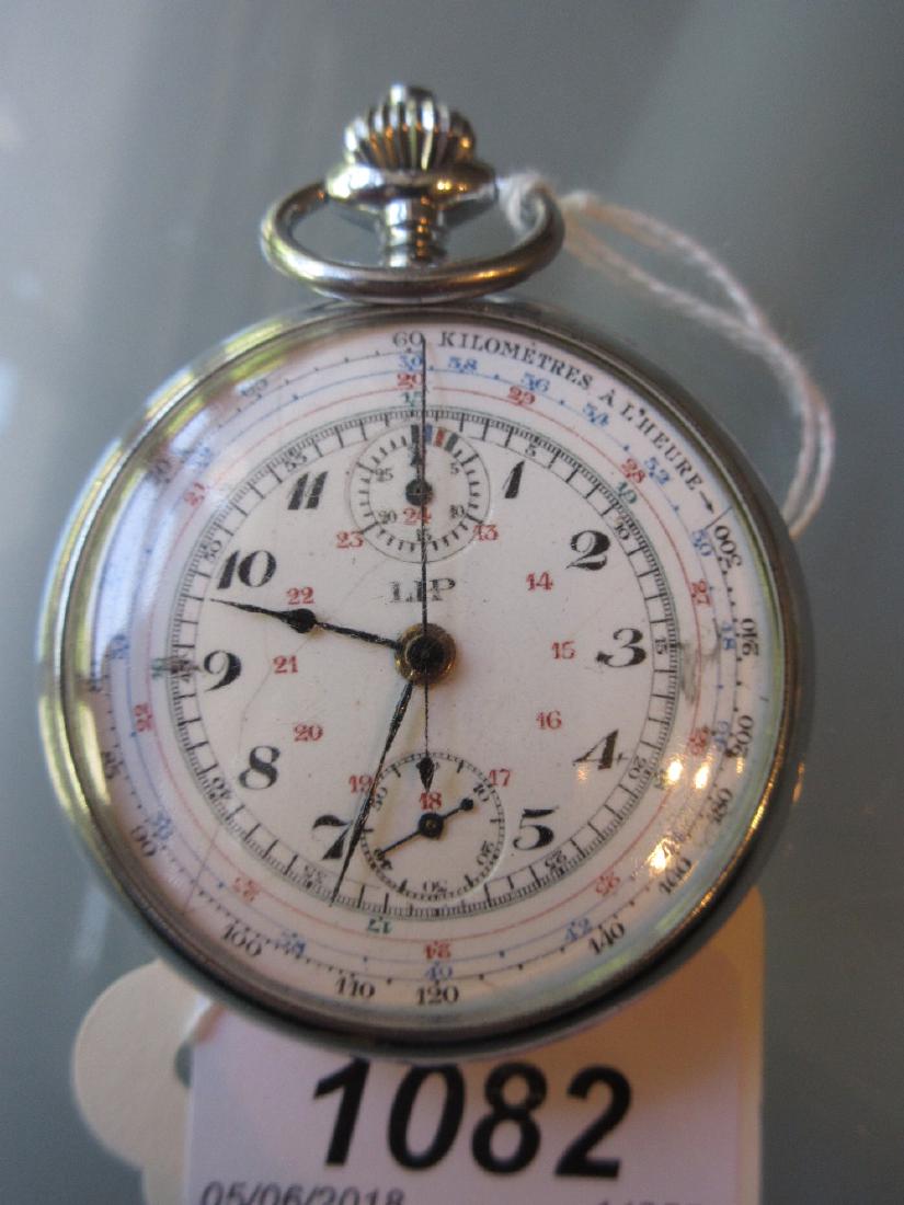 Chrome plated centre seconds chronograph pocket watch, (1 of 1)