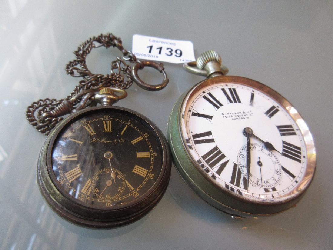 Plated Goliath pocket watch having enamel dial with (1 of 1)