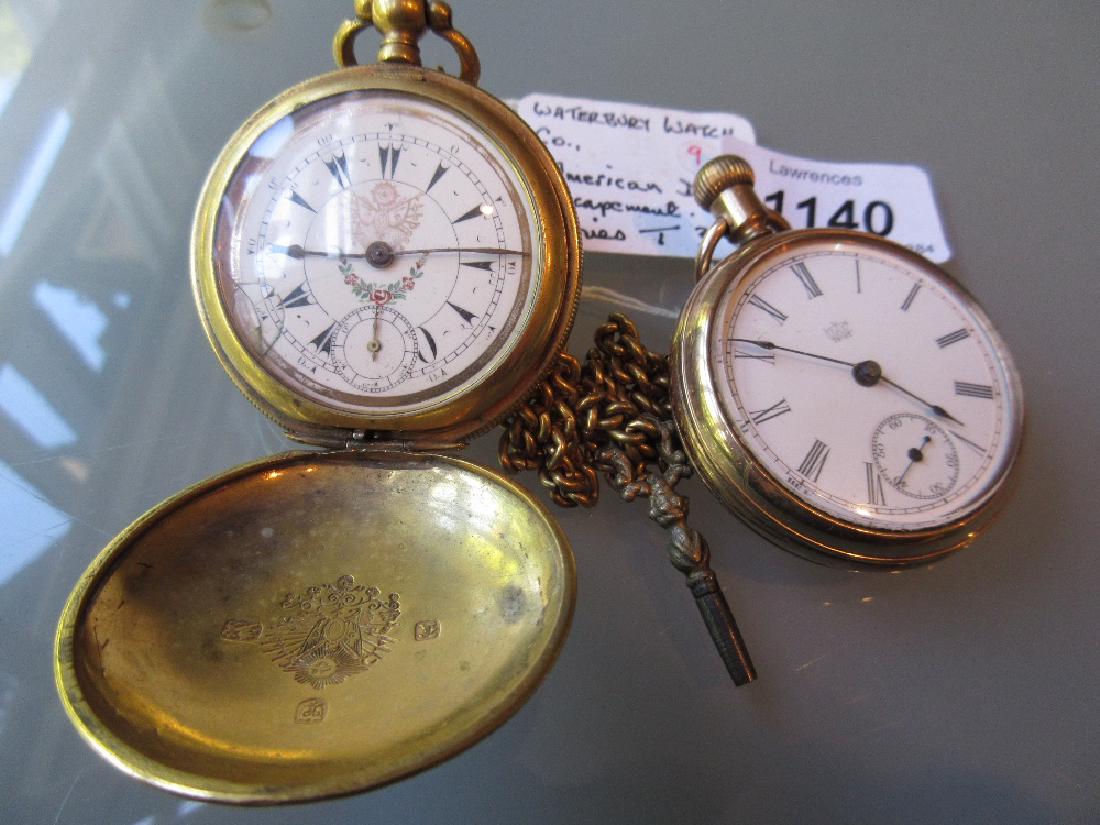 Gold plated Waterbury American open face pocket watch, (1 of 1)