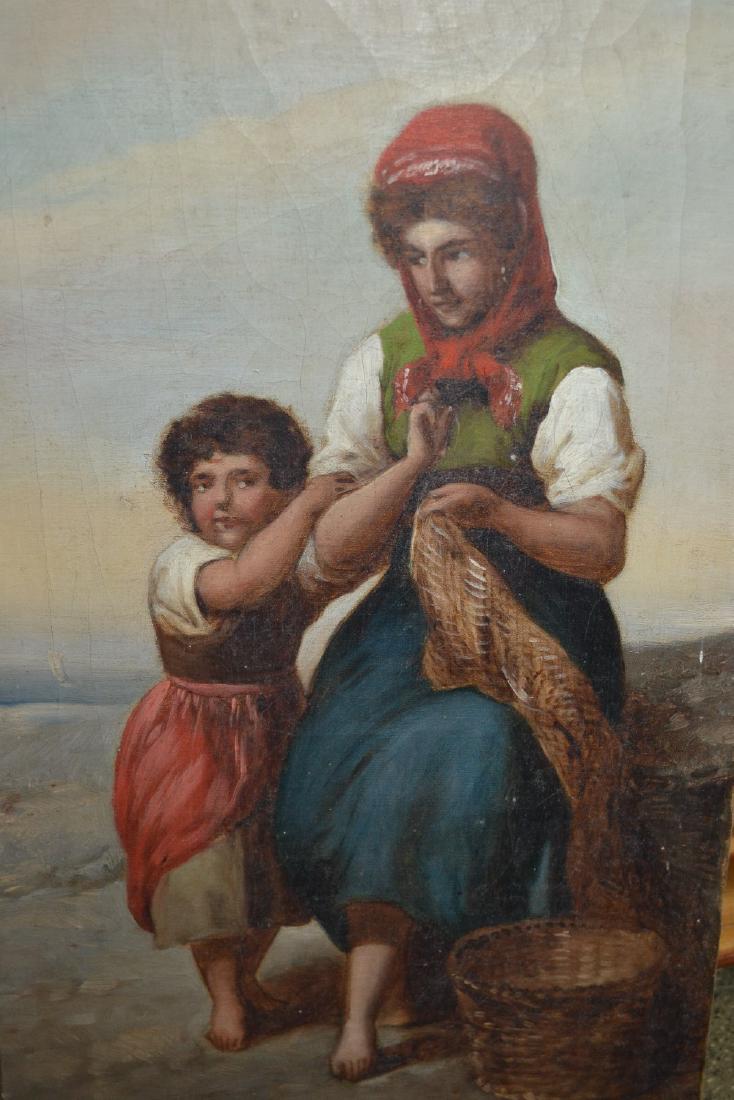 Oil on canvas, fisherfolk mending nets, signed (1 of 1)