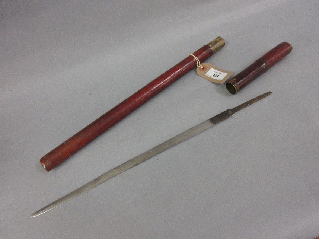 19th Century short sword stick with a red leather (1 of 1)