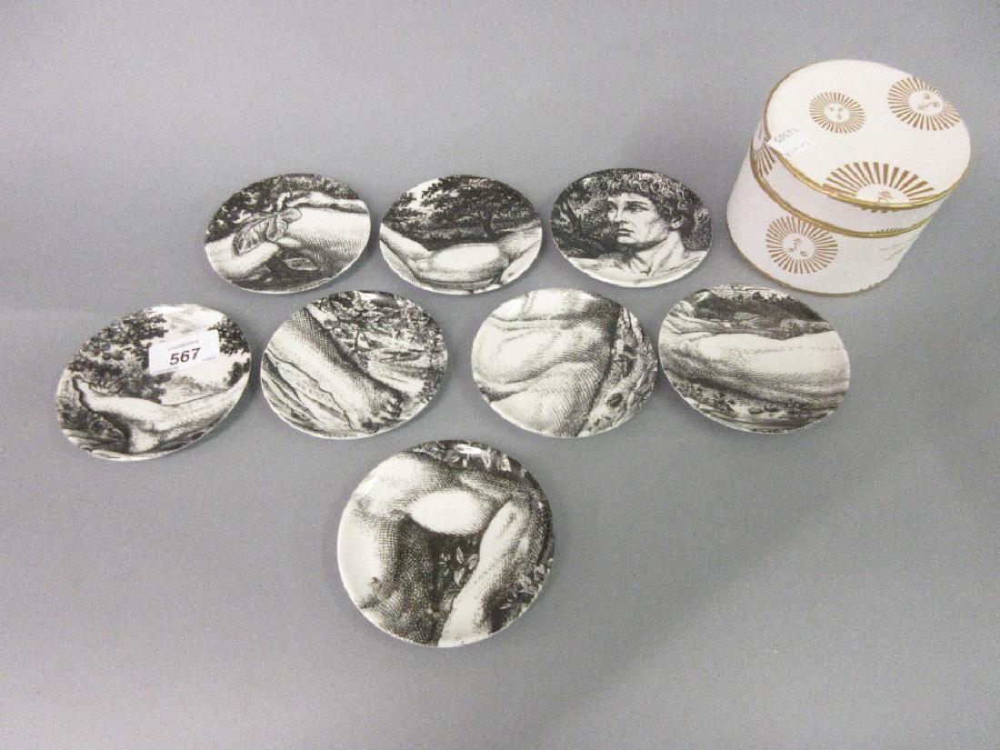 Set of Fornasetti coasters by Adamo in original box: Set of Fornasetti coasters by Adamo in original box