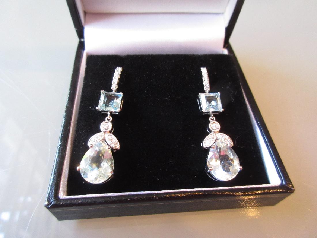 Pair of 18ct white gold aquamarine and diamond drop (1 of 1)