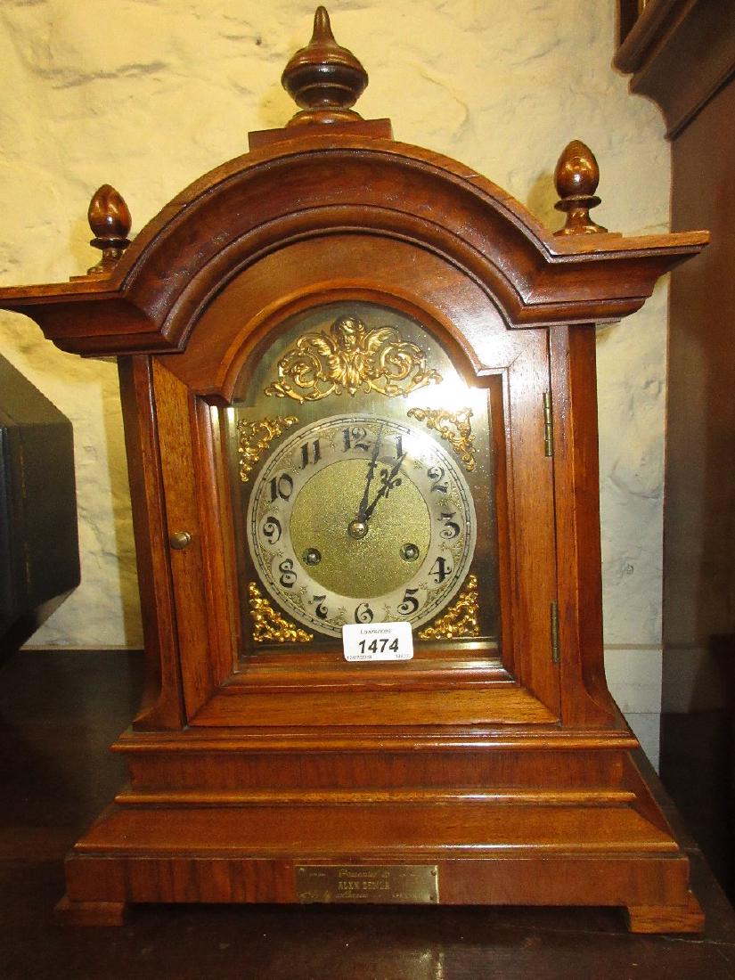 19th Century German walnut cased two train mantel clock (1 of 1)